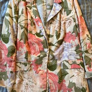Joie Floral linen Blazer - Pink, Green, Cream